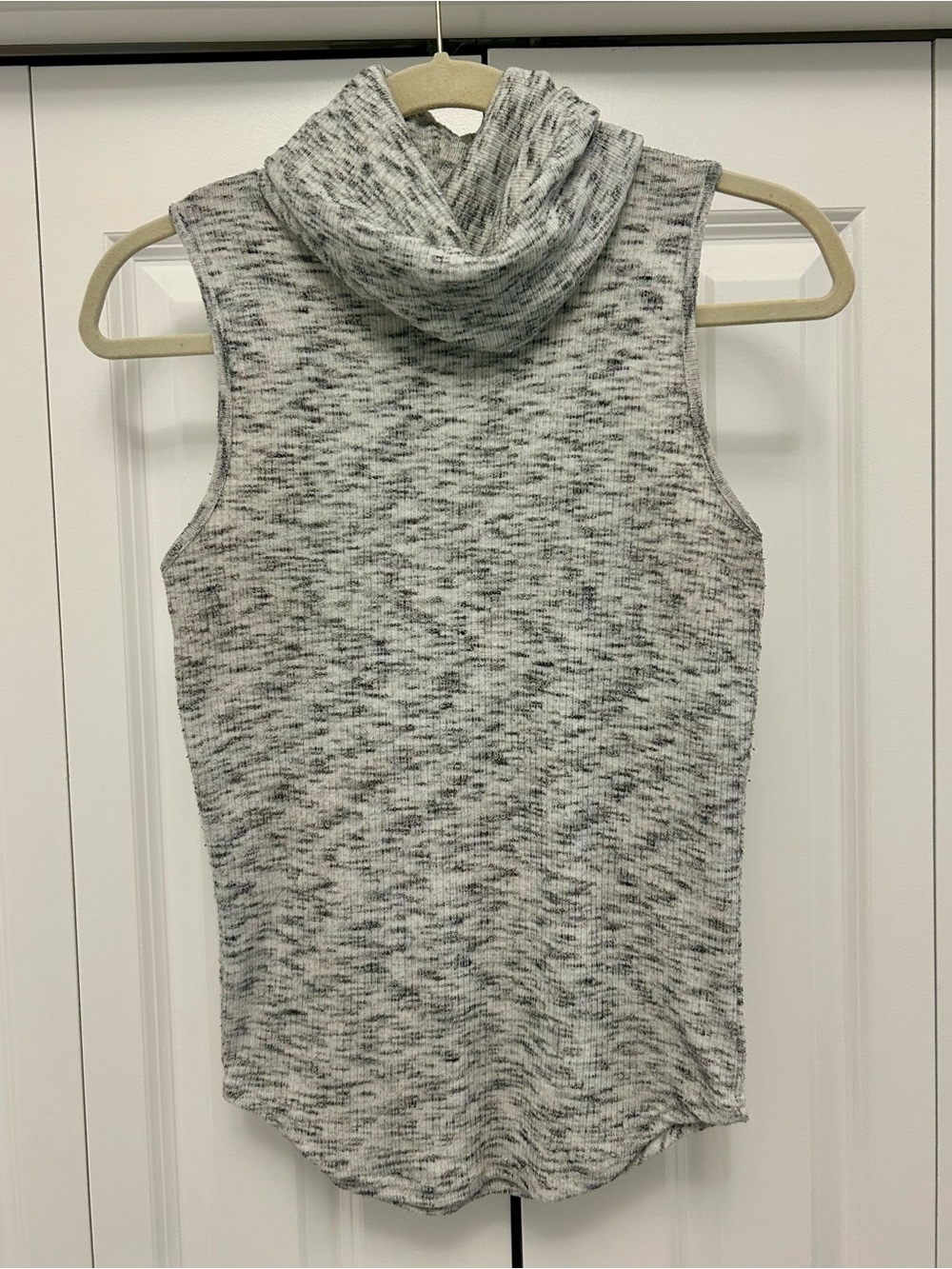 Revamped Speckled Black and White Sleeveless Cowl Neck Tank